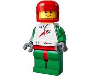 Grande minifigure di pilota da corsa