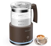 Grande montalatte elettrico e vaporizzatore, 500 ml, per latte e cioccolata calda, lavabile in lavastoviglie, senza BPA, 6 funzioni, goditi una perfetta schiuma di latte in 2 minuti (vetro bianco)