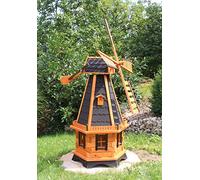 Grande mulino a vento, mulino a vento in legno trattato tipo 23.1 e illuminazione solare (grande energia solare colorata, nero).