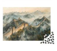 Grande Muraglia Maestosa Puzzle 1000 Pezzi Gioco di Puzzle 1000 Pezzi Carta per Adulti Nebbia Mattutina Montagna Relax Concentrazione Casa Regalo Famiglia 38x26cm/1000pcs