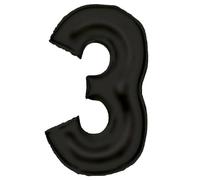 Grande numero 3 Silk Lustre Nero Palloncino N34 Confezione 86 cm