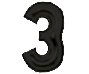 Grande numero 3 Silk Lustre Nero Palloncino N34 Confezione 86 cm