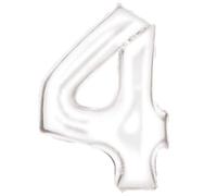 Grande numero 4 Silk Lustre Bianco Palloncino N34 Confezione 86 cm