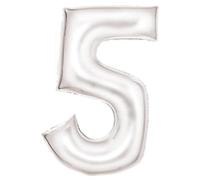 Grande numero 5 Silk Lustre Bianco Palloncino N34 Confezione 86 cm