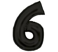 Grande numero 6 Silk Lustre Nero Palloncino N34 Confezione 86 cm