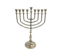 Grande olio di Hanukkah Menorah in ottone tono oro Chanukiah, portacandele Ju...