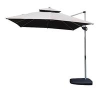Grande ombrellone da giardino per esterni, resistente, con base riempibile e manovella, robusto parasole per cortile, spiaggia e patio, colore marrone caffè.