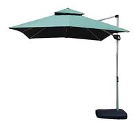 Grande ombrellone verde scuro con base robusta tettoia da giardino parasole da giardino con base riempibile a manovella inclusa, perfetto per cortile e bordo piscina