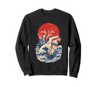 Grande Onda Cuore Anatomico Arte Giapponese Felpa