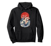Grande Onda Cuore Anatomico Arte Giapponese Felpa con Cappuccio