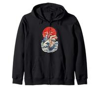 Grande Onda Cuore Anatomico Arte Giapponese Felpa con Cappuccio