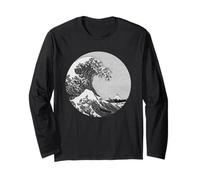 Grande Onda di Kanagawa, Arte dal Giapone Bianco e Nero Maglia a Manica