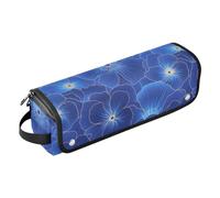 Grande organizer per strumenti per capelli 2 in 1 con petali di fiori blu, con tappetino in ferro, organizer per strumenti per capelli di grande capacità, per ferri da stiro, piastre, ferri