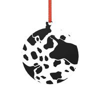 Grande ornamento acrilico di Natale della stampa della mucca in bianco e nero, chiara decorazione d'attaccatura per l'albero, la casa, il partito