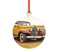 Grande ornamento acrilico trasparente per auto antica con cinghia per appenderlo, decorazione per albero di Natale, etichetta per la decorazione della casa