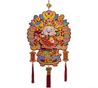 Grande ornamento con testa che scuote il dio della ricchezza, 78 cm | Materiale in tessuto, morbido al tatto, festivo di lunga durata per decorazioni, colore rosso tradizionale