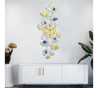 Grande Orologio da Parete 3D a Forma di Foglia di Ginkgo in Metallo, con Movimento Silenzioso, Realizzato a Mano, Ideale Come Decorazione Artistica per Soggiorno, Camera da Letto, Cucina e Ufficio.