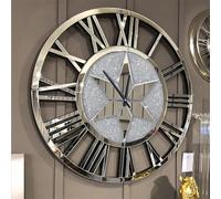 Grande orologio da parete a specchio 60 cm rotondo splendido smussato numeri romani orologio scheletro famiglia soggiorno caminetto arredamento