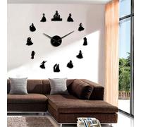 Grande orologio da parete decorativo fai da te con sagome di principe e principessa, per camera da letto, senza cornice, orologio da parete per lei (nero, 68,6 cm)