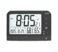 Grande orologio da parete digitale a LED con doppia sveglia, funzione calendario, visualizzazione temperatura e umidità, formato 12/24 ore personalizzabile con funzione di retroilluminazione (nero)