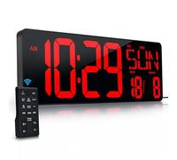 Grande orologio da parete digitale con telecomando da 43,7 cm a LED, grande display timer con temperatura, data, settimana, luminosità regolabile, grande parete sveglia per soggiorno, ufficio, garage,