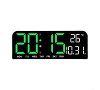 Grande orologio da parete digitale con temperatura e timer, display a LED da 24 cm, doppio allarme, dimmer automatico, data settimana, per camera da letto, cucina, ufficio, soggiorno (verde)