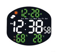 Grande orologio da parete digitale, multifunzione, a LED, stazione meteo digitale con sensore di umidità e temperatura, ampio display, ora, data, calendario, doppio allarme per soggiorno (bianco e