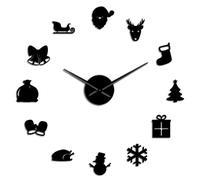 Grande orologio da parete fai da te con alce e scritta "Merry Christmas", regalo per l'inaugurazione della casa, regalo di Babbo Natale, decorazione creativa per la cameretta (nero, 68,6 cm)