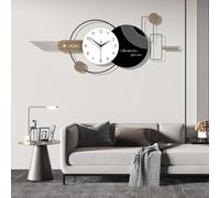 Grande Orologio da Parete moderna e Creativa, Geometrica con Forme Circolari Decorazione da Parete, Silenzioso Orologio da Parete XXL per Soggiorno Camera da Letto Ufficio, 100x40cm (Bianco e Nero)
