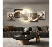 Grande Orologio da Parete Moderno 3D con Luce - Opera Darte Creativa in Cristallo E Porcellana per Decorare Casa, Ufficio, Cucina, Bagno E Camera da Letto. Gold 1 47.2 * 15.7in