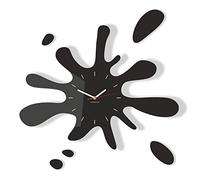 Grande orologio da parete moderno LA MACCHIA, nero, Silenzioso, per i bambini, salotto, ufficio, design divertente, made in EU