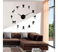Grande orologio da parete tradizionale thailandese per combattimento, fai da te, decorazione per la casa, Muay Thai Kick Light, senza cornice, grande orologio da combattimento (nero, 37 pollici)