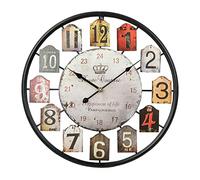 Grande Orologio Da Parete Vintage In Stile Americano Con Arte Del Ferro|Orologi Pendenti Rotondi Creativi In metallo|Senza Ticchettio Funzionamento A Batteria Orologio Decor,B-50 Cm (19,6 Pollici)