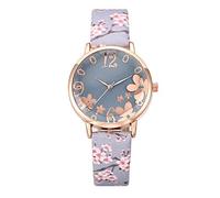 Grande orologio da uomo con cinturino e fiori, orologio da donna stampato piccolo fresco in rilievo, Azzurro, misura unica