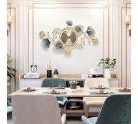 Grande orologio decorativo da parete - design moderno silenzioso per soggiorno e - stile Ginkgo Biloba - eleganti accenti dorati