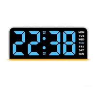 Grande orologio digitale a LED con visualizzazione data e ora, temperatura, striscia luminosa regolabile, quadrante inclinato, moderno, sveglia da tavolo in ABS, 16 x 7 cm, per camera da letto