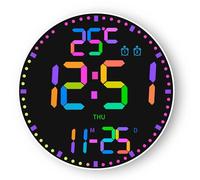 Grande Orologio Digitale da Parete Rotondi, Schermo LED da 30cm/11.6", 12 Colori RGB, Orologi da Parete Grandi Digitali con Telecomando, Orologi da Parete LED, Luminosità Automatica, Sveglia
