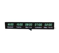 Grande Orologio Mondiale a LED Digitale, Orologio da 5 Città, Ora e Data del Nome della Città modificabili, Regolazione della luminosità di 3 Livelli, Esposizione di Grandi Dimensioni, per