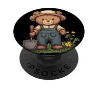 Grande orsacchiotto che coltiva fiori per un umore tranquillo PopSockets PopGrip Adesivo