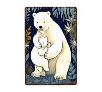 Grande Orso Bianco E Piccolo Orso Bianco Cartelli Metallo Divertente Cartello Decorativo Vintage Poster Metal Per Cafe Cucina Ristorante