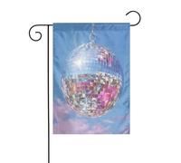 Grande palla da discoteca da appendere argento rosa blu bandiera da giardino 30 x 45 cm verticale su entrambi i lati casa colonica vacanze decorazioni esterne bandiera cortile