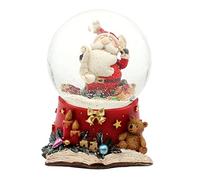Dekohelden24 Grande palla di neve, Babbo Natale con molla e lista dei desideri, con suono su base finemente decorata, dimensioni (L x P x A): 10 x 10 x 14 cm, sfera Ø 10 cm