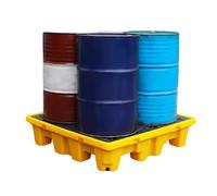 Grande Pallet impilabile per Il contenimento di fuoriuscite - Piattaforma modulare in plastica Gialla e Nera per fusti di Olio da 1/2" con Scarico, Design Antiscivolo, 51