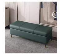 Grande panca ottomana in ecopelle verde con piano di sollevamento, poggiapiedi rettangolare imbottito per camera da letto, soggiorno e ingresso (120 cm)