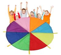 Grande Paracadute - Gioco di colorato con Manici, Giocattolo in Tessuto per Bambini | Gioco di cooperazione per promuovere la consapevolezza della, all'aperto e al Coperto