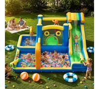 Grande paradiso gonfiabile con scivolo e piscina per bambini, castello gonfiabile FOOING con irrigatori d'acqua, arrampicata, salto e campo da calcio per interni ed esterni in giardino