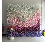 Grande parete di fiori artificiali in tessuto con motivo a rose gypsophila sfumate, parete di sfondo vegetale fatta a mano, per vetrine di centri commerciali/sfondi per matrimoni(3 * 3m/9.8 * 9.8FT)