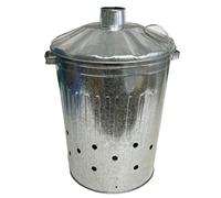 Grande Pattumiera Inceneritore Zincata + Coperchio Giardino Spazzatura Foglie...