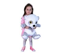 Grande Peluche Orso Panda 45cm Bianco Grigio Occhi Glitter Bambini Ragazzi