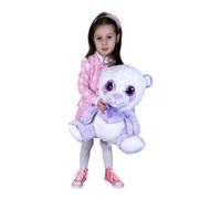 Grande Peluche Orso Panda 45cm Bianco Viola Occhi Glitter Bambini Ragazzi